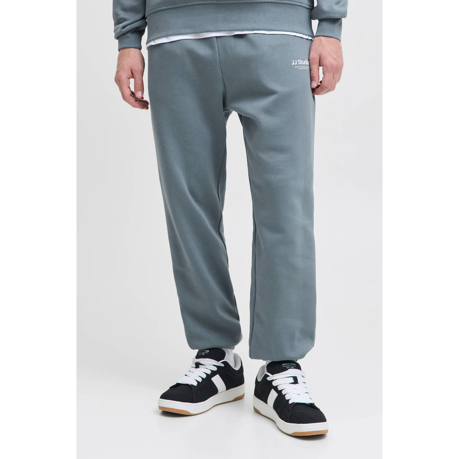 JACK & JONES PANTS STUDIO regular joggingbroek grijsblauw