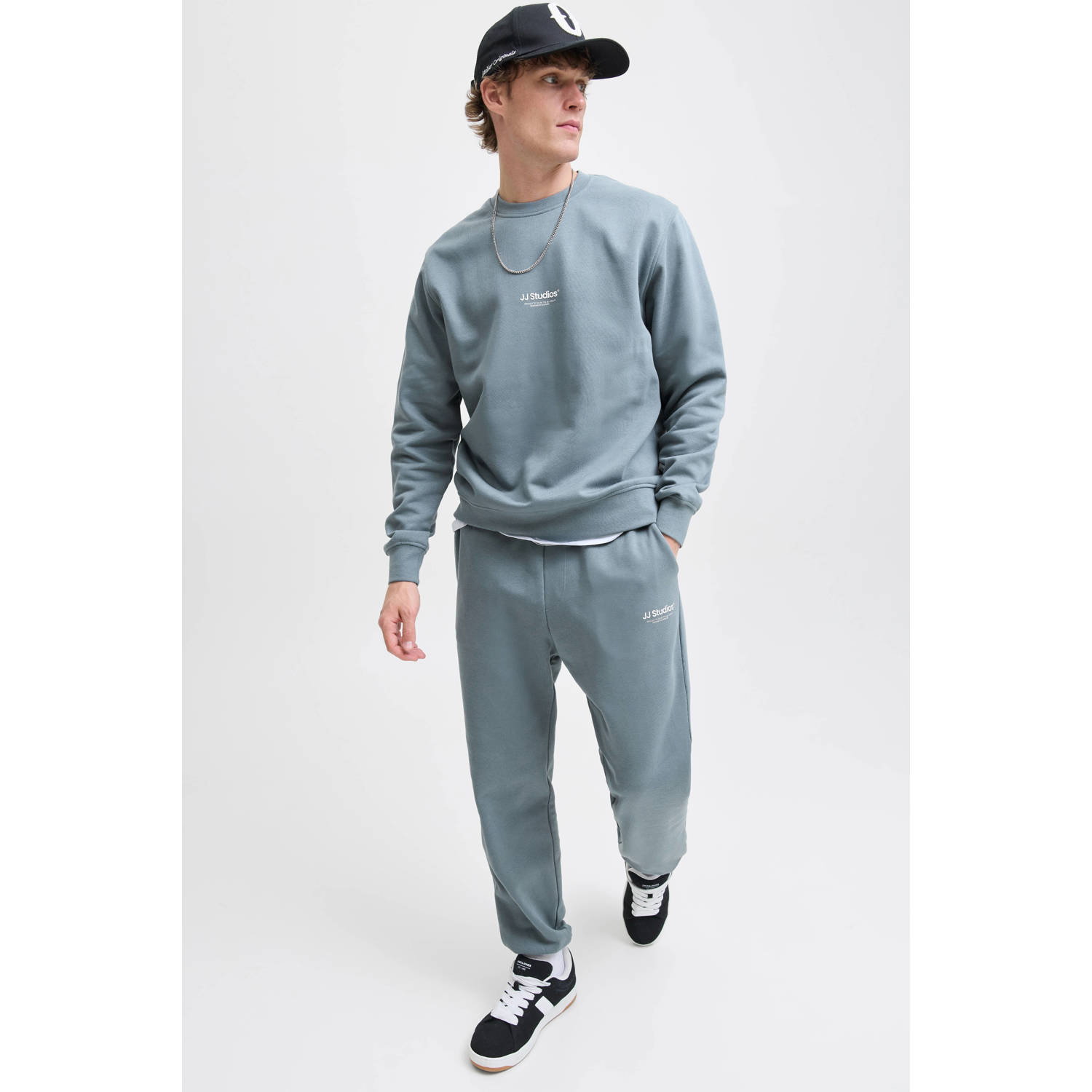 JACK & JONES PANTS STUDIO regular joggingbroek grijsblauw