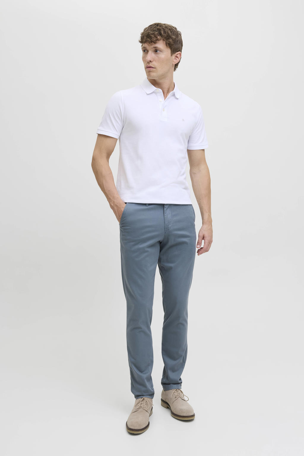 JACK & JONES PANTS STUDIO slim chino grijsblauw