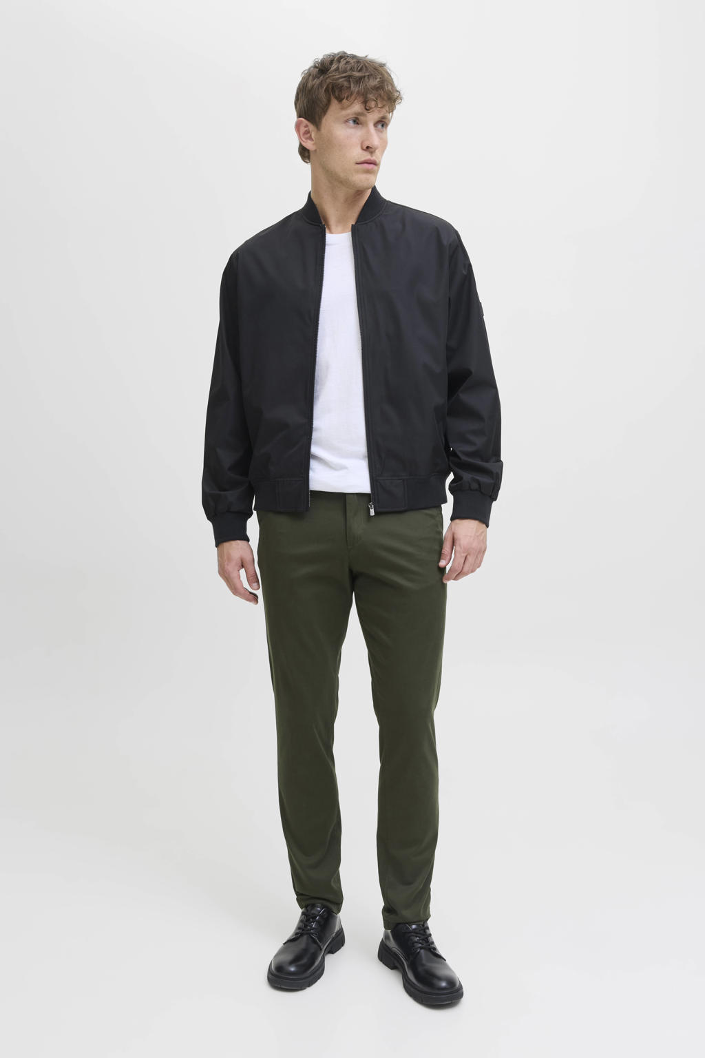 JACK & JONES PANTS STUDIO slim chino donkergroen