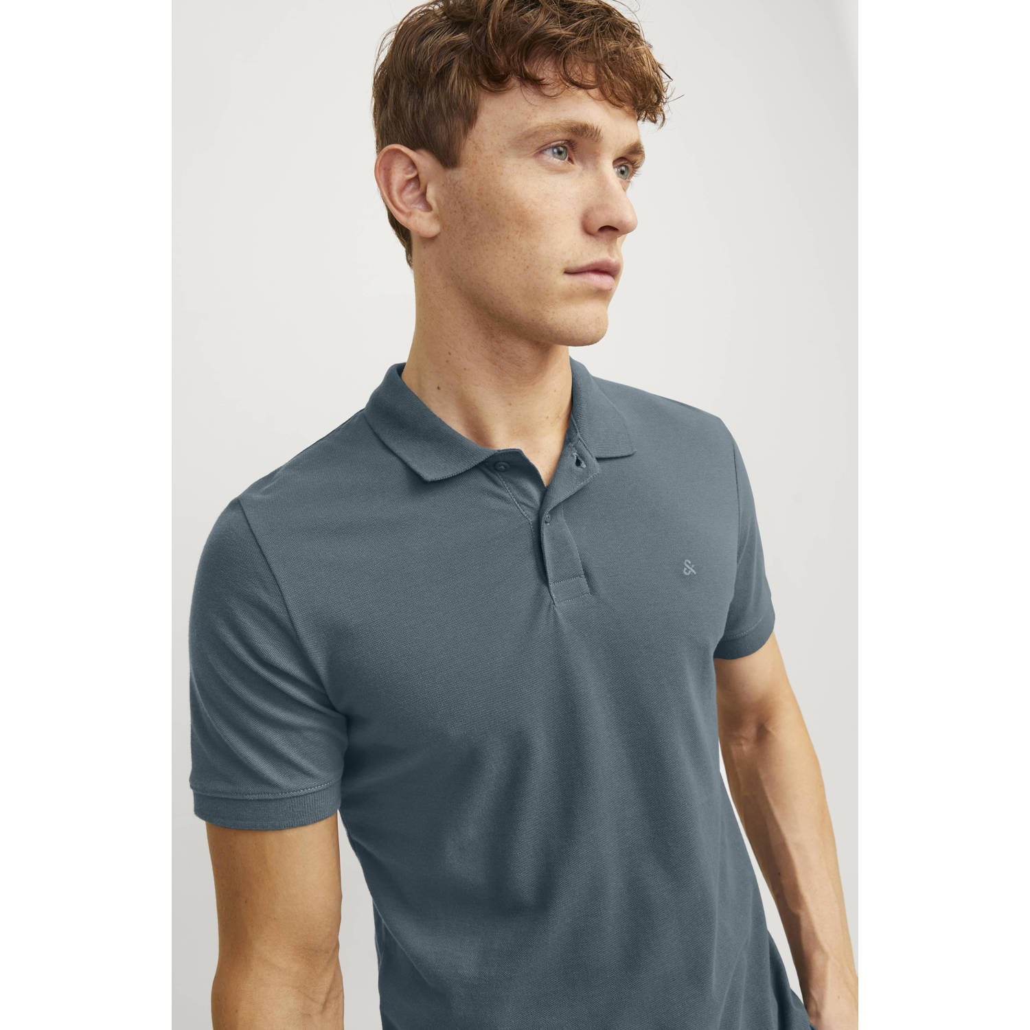 JACK & JONES ESSENTIALS slim polo grijsblauw