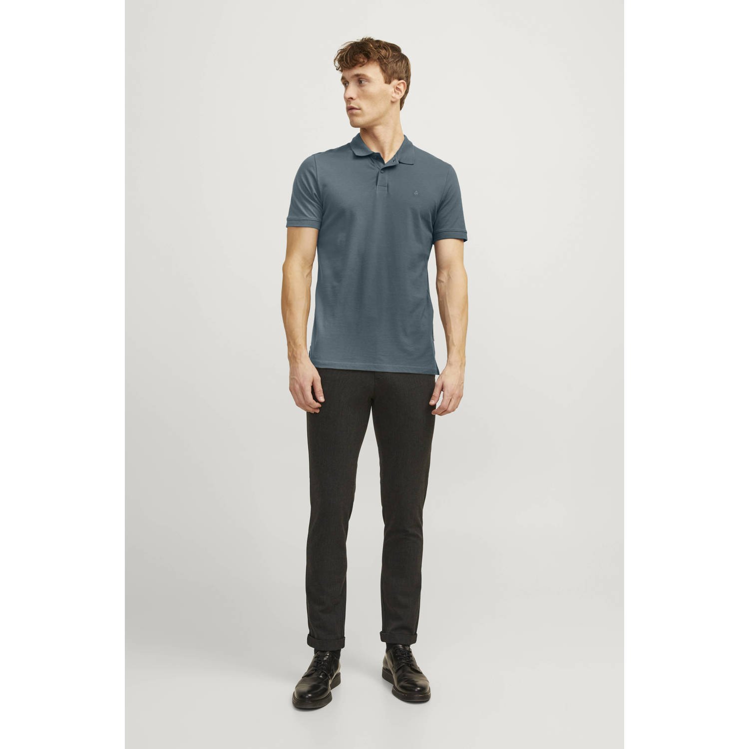 JACK & JONES ESSENTIALS slim polo grijsblauw