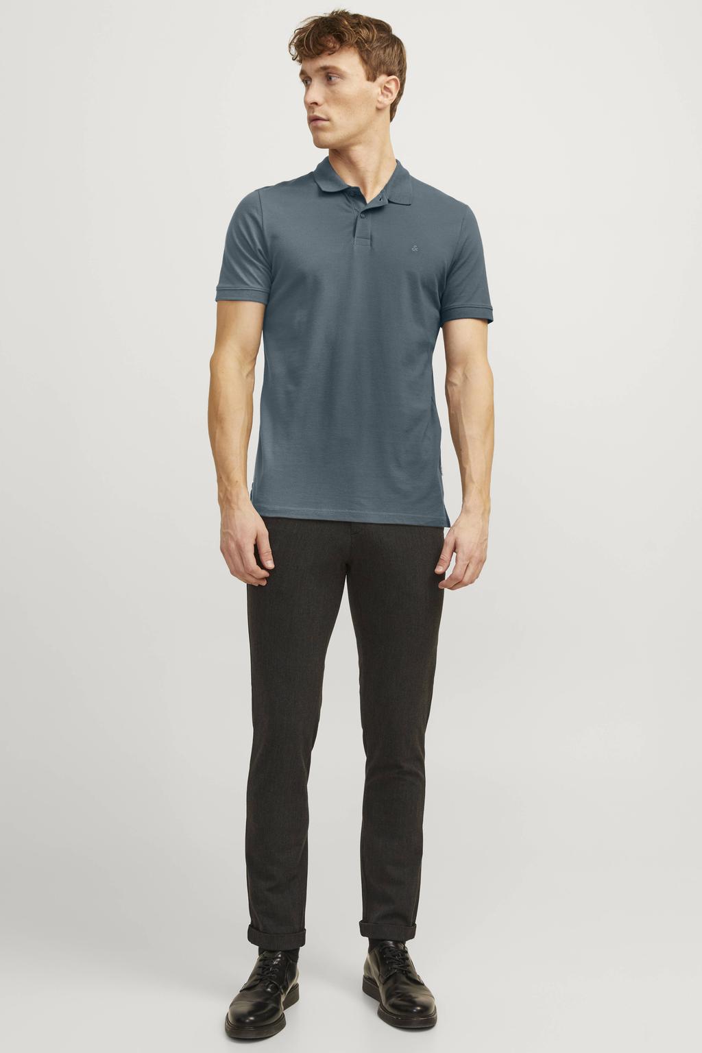 JACK & JONES ESSENTIALS slim polo grijsblauw