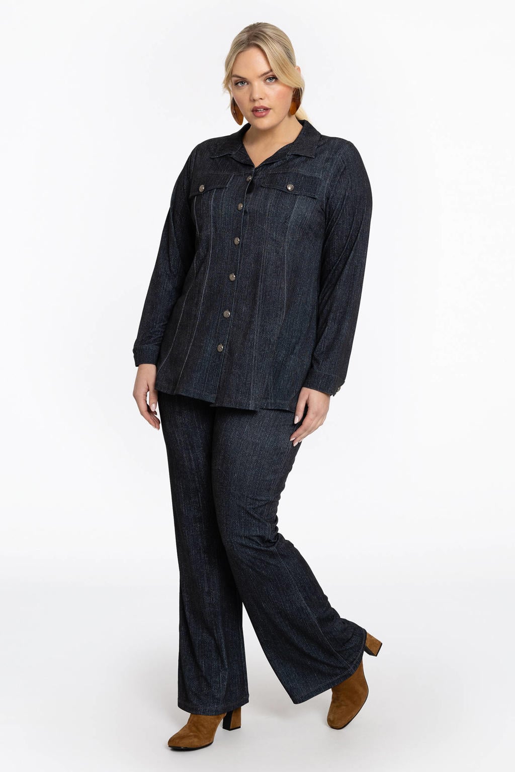 YOEK denim blouse zwart
