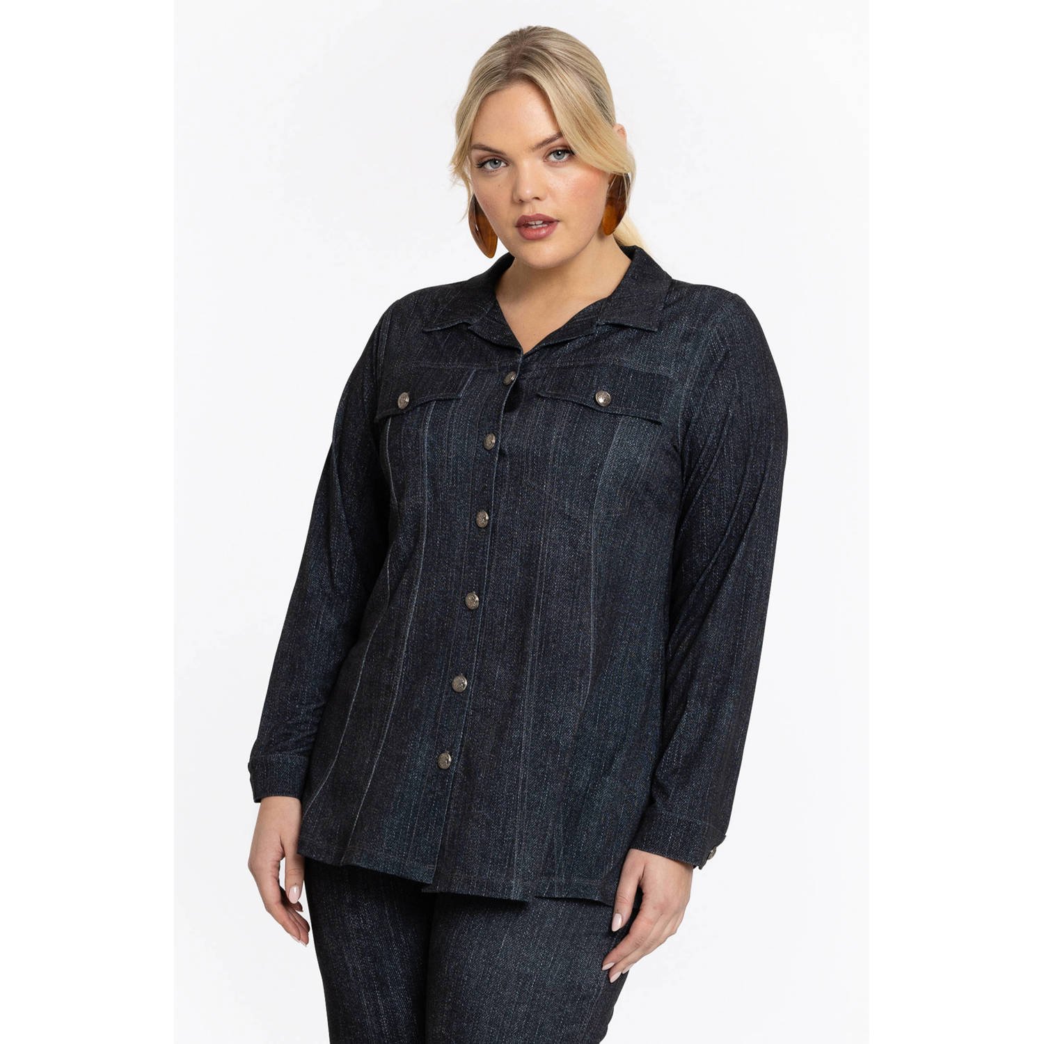 YOEK denim blouse zwart