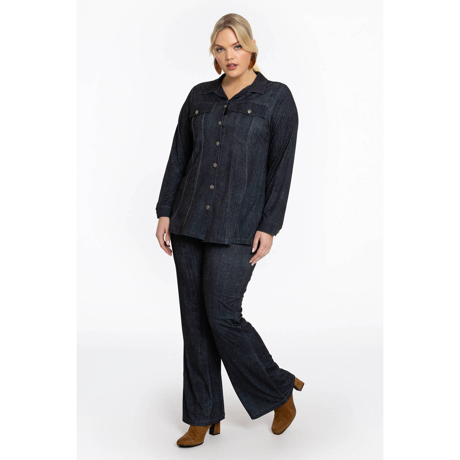 YOEK denim blouse zwart