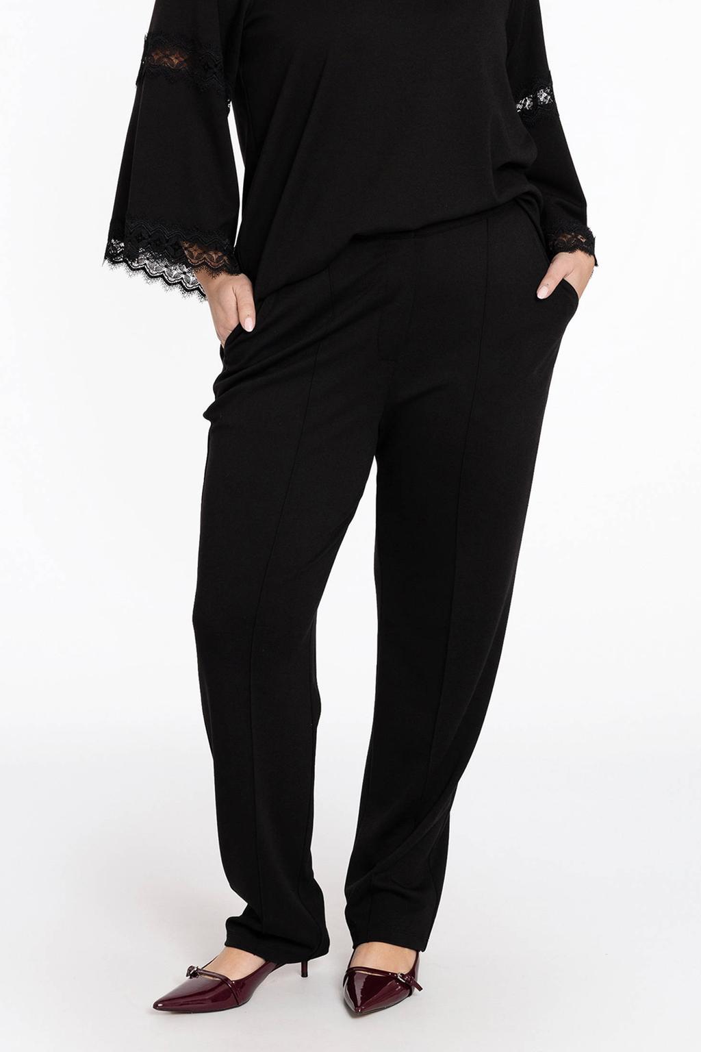YOEK tapered regular waist pantalon zwart