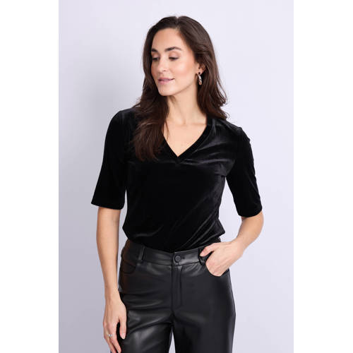 C&S The Label velours fluwelen top zwart afbeelding