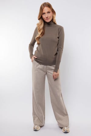 straight regular waist pantalon zand