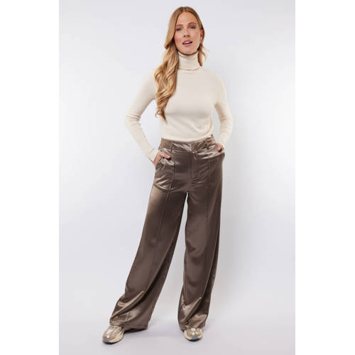 C&S The Label wide leg regular waist pantalon brons afbeelding