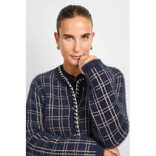 C&S The Label gebreid vest donkerblauw met glitter afbeelding