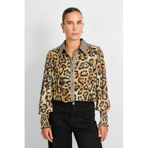 C&S The Label blouse met panterprint bruin afbeelding