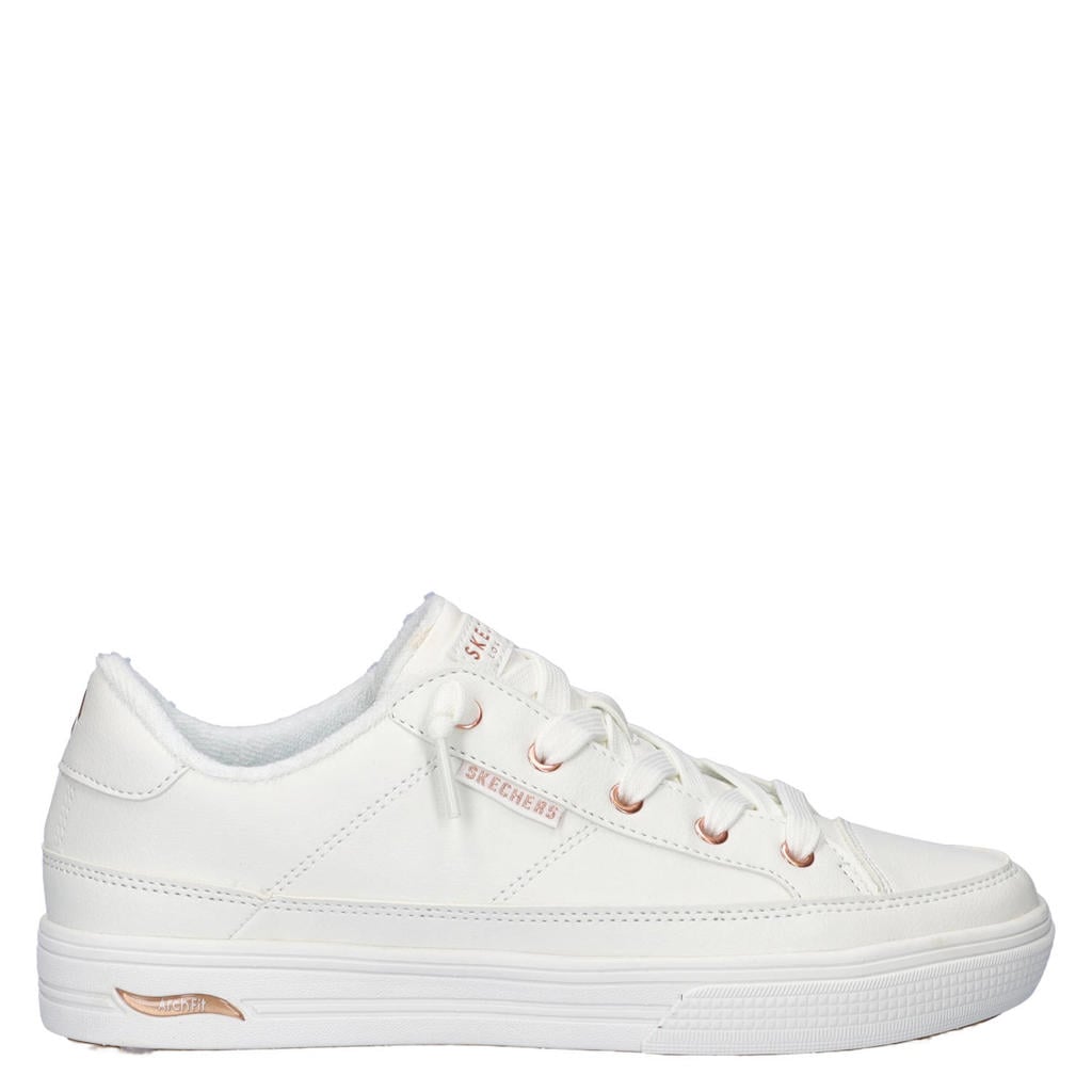 Witte dames Skechers Arch Fit Arcade sneakers met veters