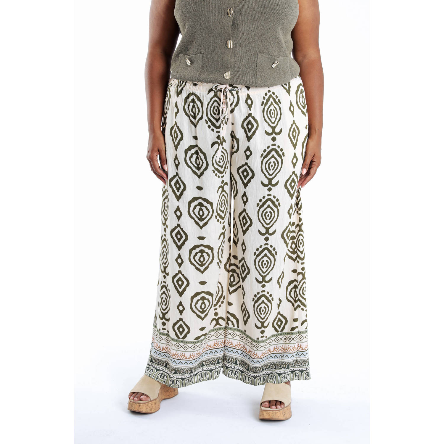 Paprika wide leg regular waist palazzo broek ecru