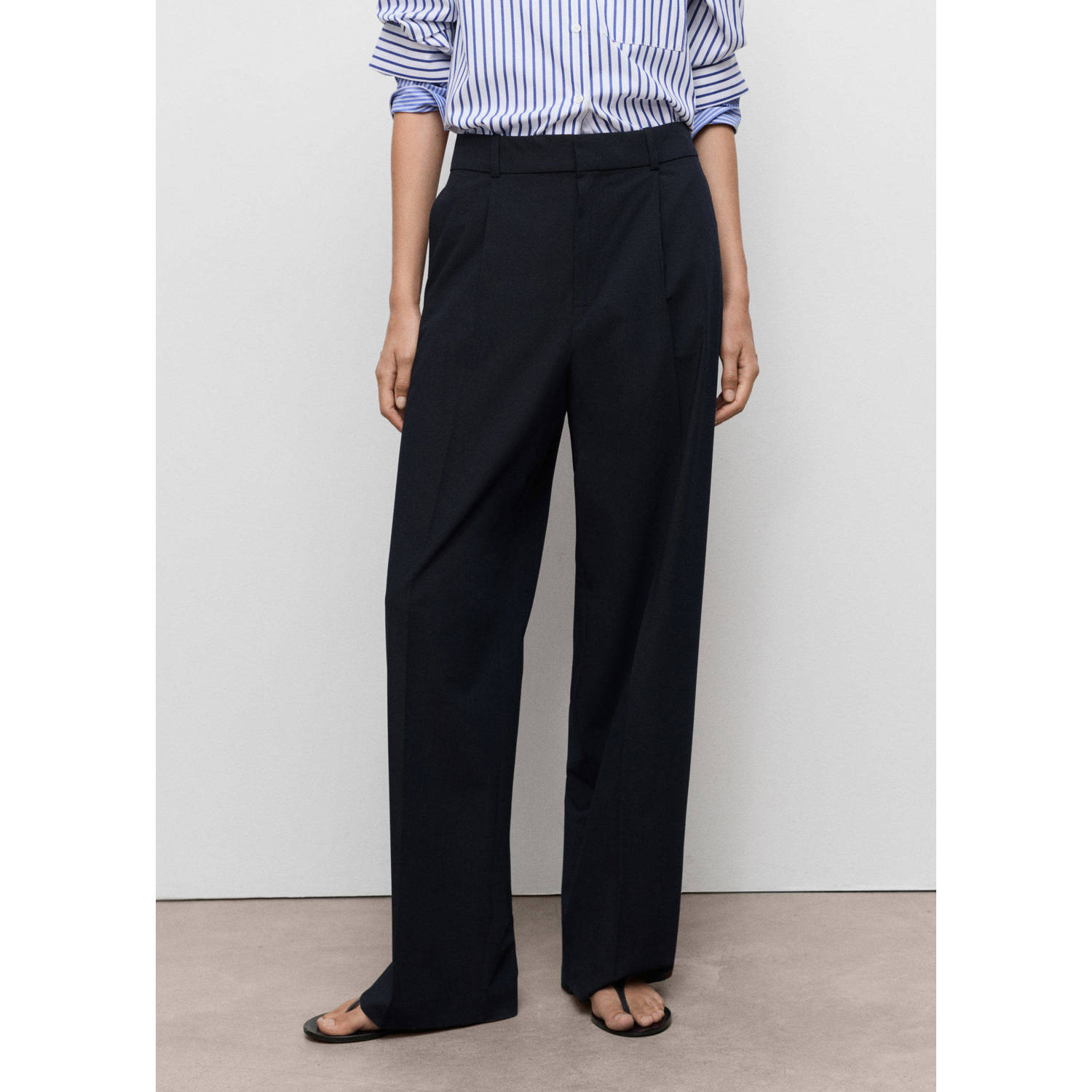 Mango wide leg low waist pantalon marine