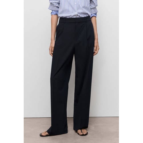 Mango wide leg low waist pantalon marine afbeelding