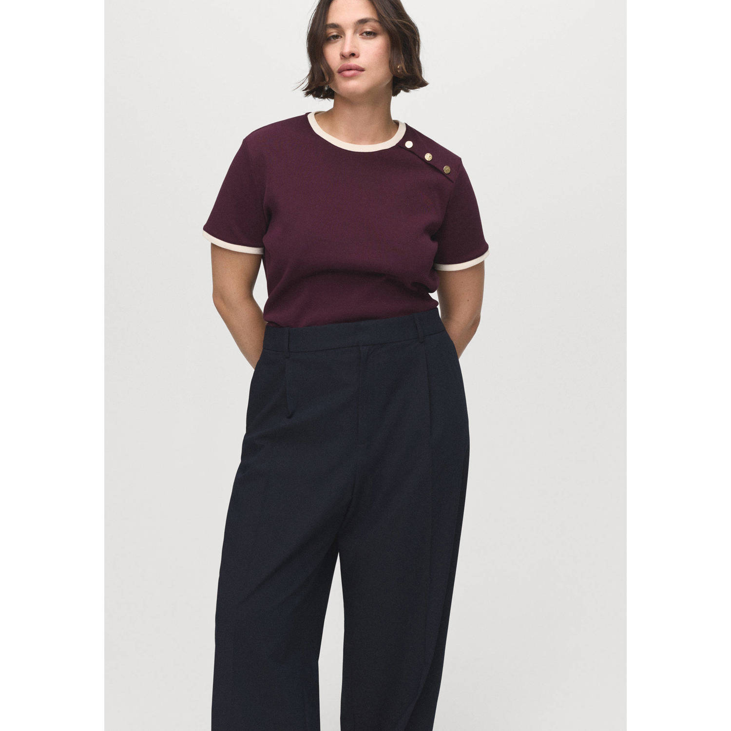 Mango wide leg low waist pantalon marine