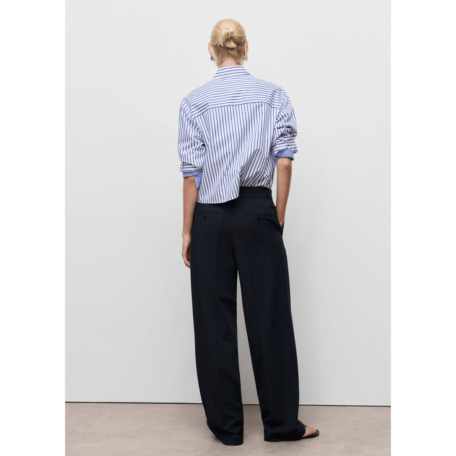 Mango wide leg low waist pantalon marine