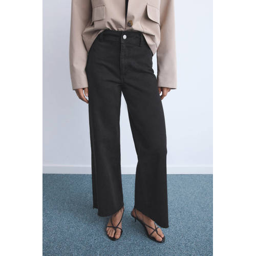 Mango high waist wide leg jeans grijs afbeelding