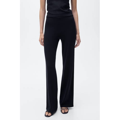 Mango flared high waist broek marine afbeelding