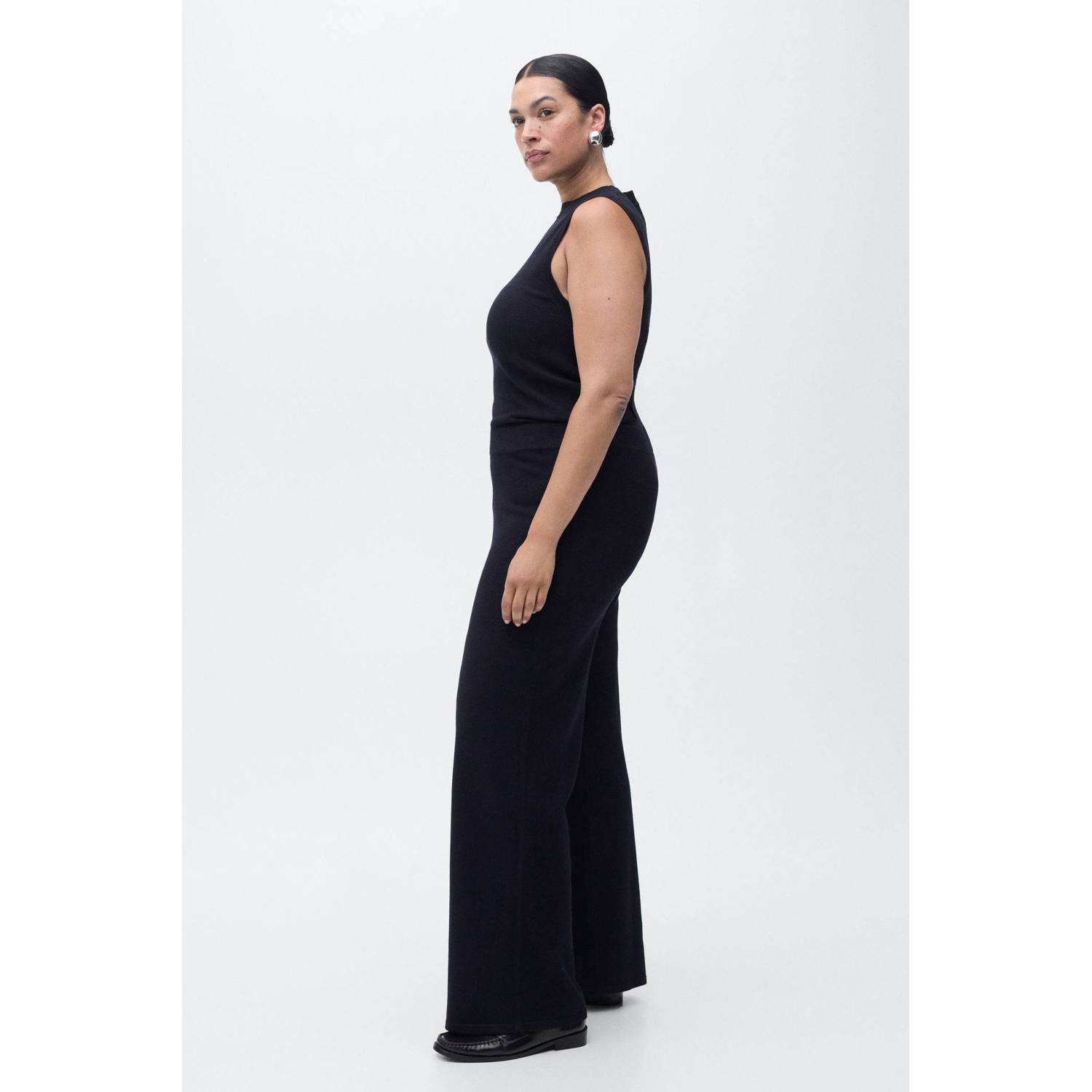 Mango flared high waist broek marine