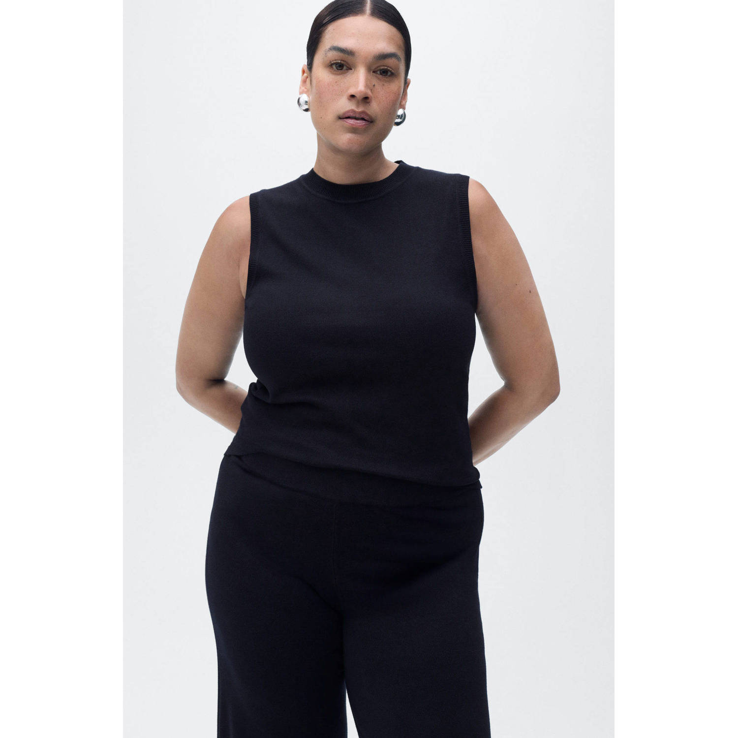 Mango flared high waist broek marine