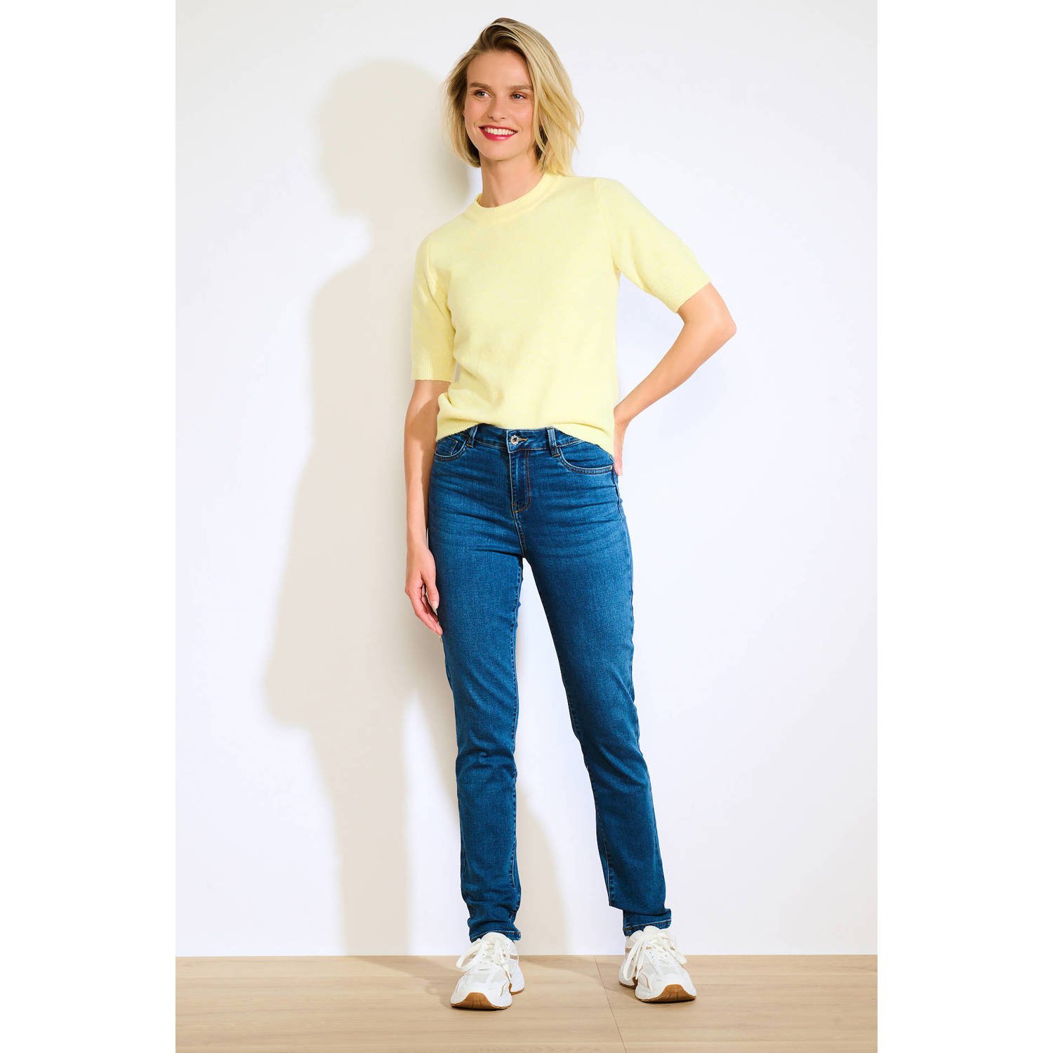 LOLALIZA high waist slim fit jeans medium blue denim