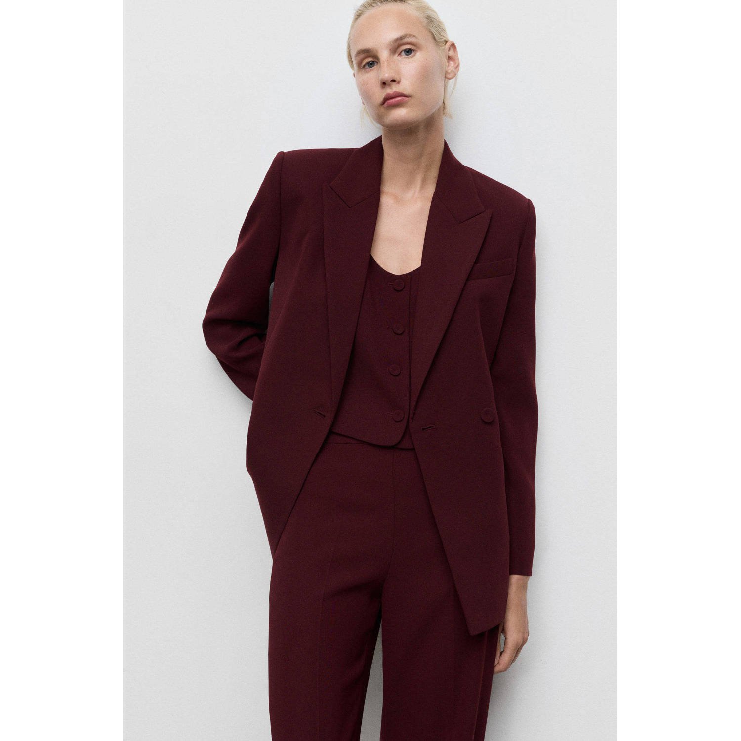 Mango oversized blazer donkerrood