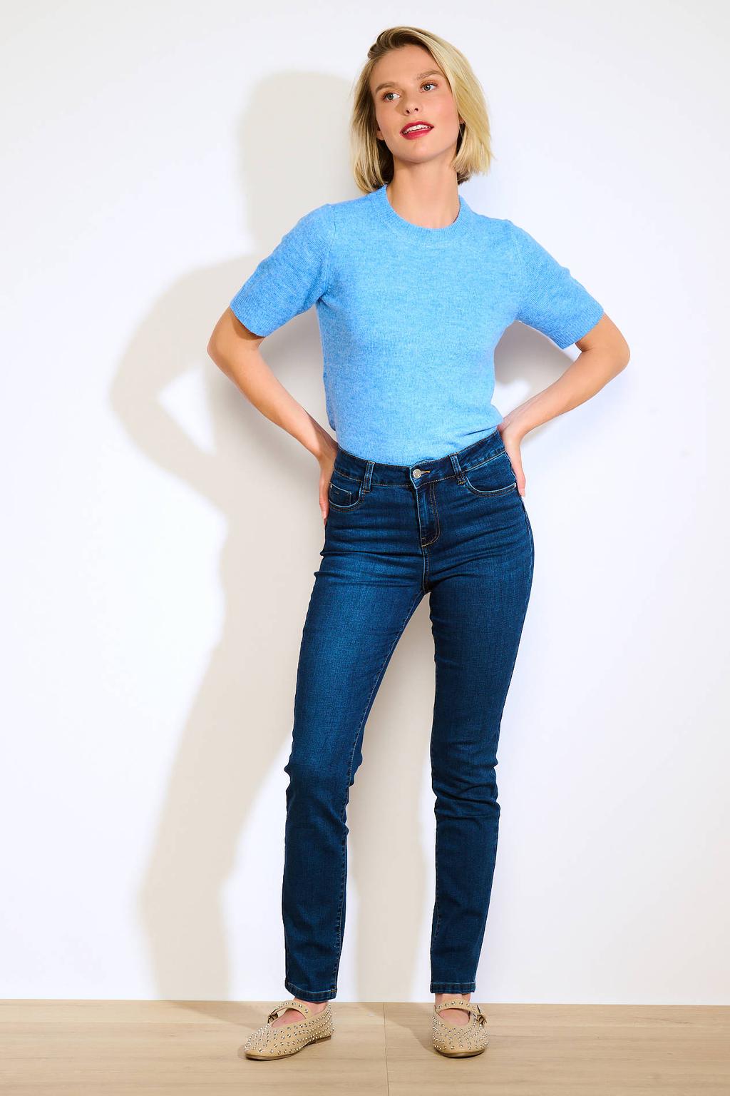 Dark blue denim dames LOLALIZA high waist slim fit jeans dark blue van denim met effen
