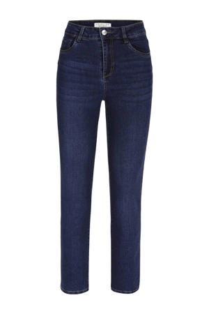 high waist slim fit jeans dark blue denim