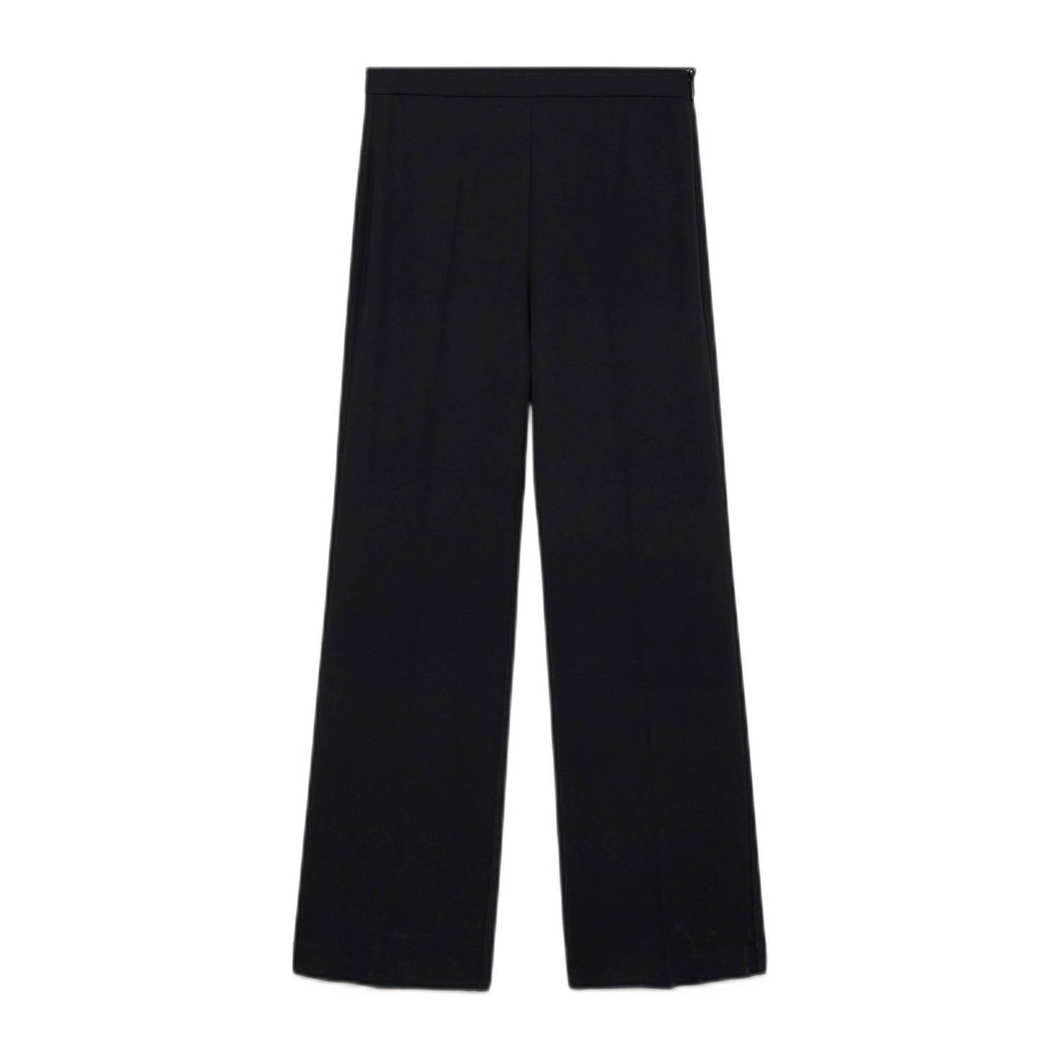 Mango wide leg regular waist pantalon zwart
