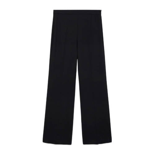 Mango wide leg regular waist pantalon zwart afbeelding