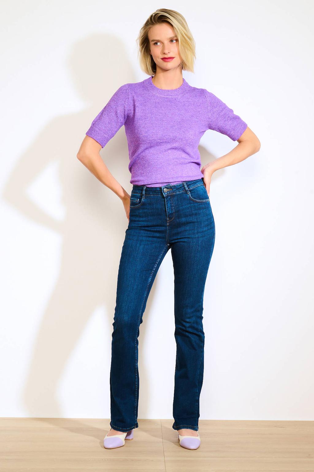 Dark blue denim dames LOLALIZA straight leg jeans dark blue van denim met rits- en knoopsluiting en effen