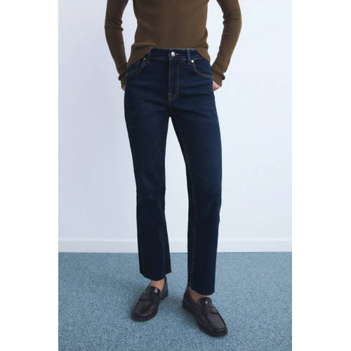 Mango straight leg jeans dark blue denim afbeelding