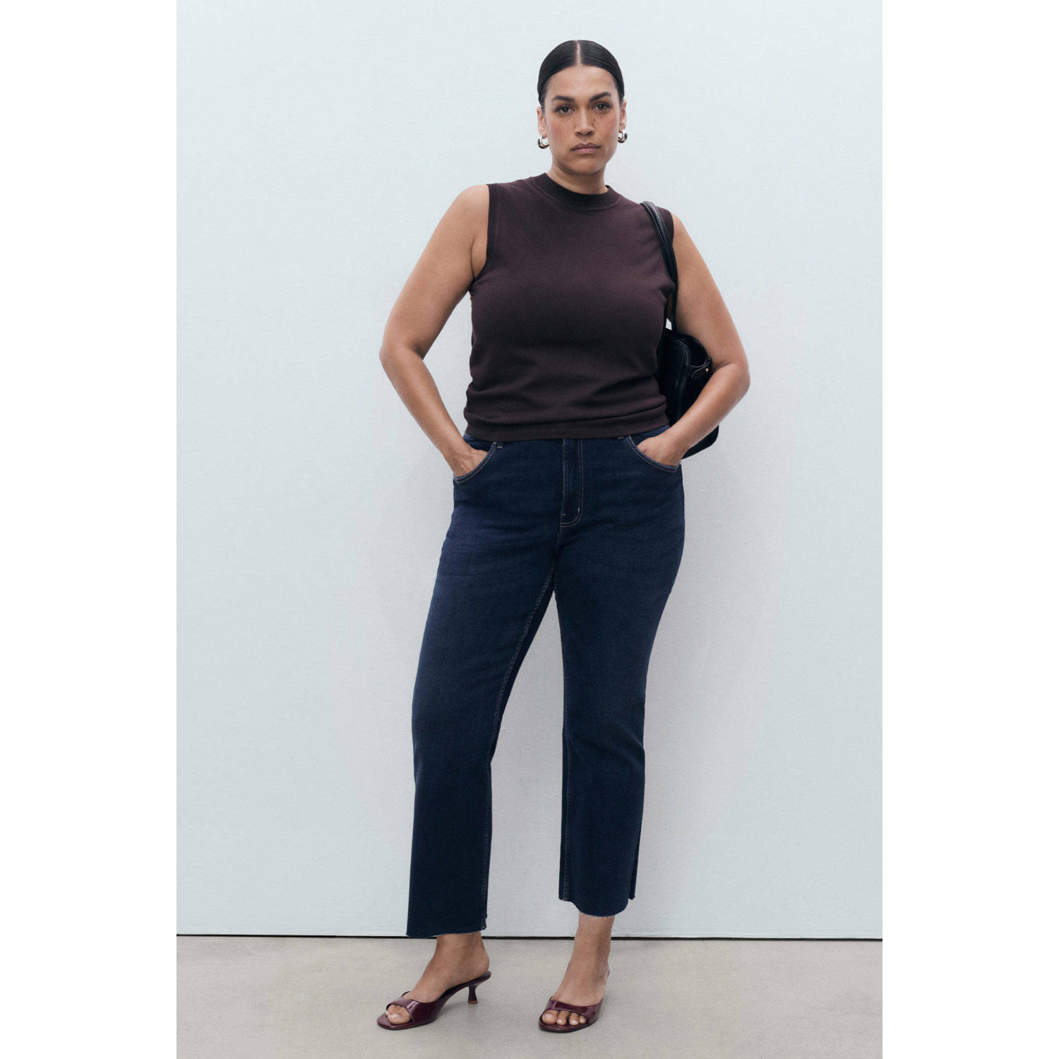 Mango straight leg jeans dark blue denim