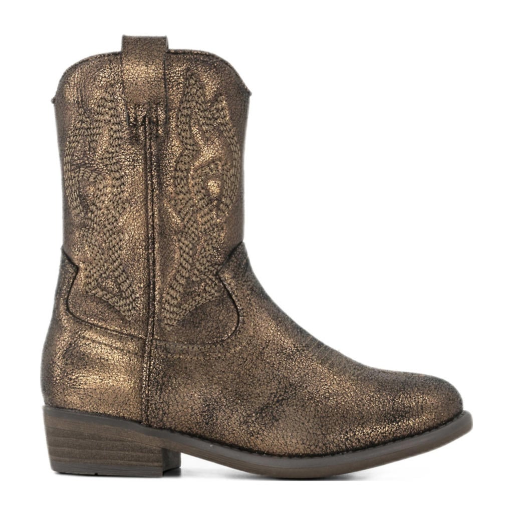 Bronzen meisjes Graceland cowboylaarzen van imitatieleer met ritssluiting
