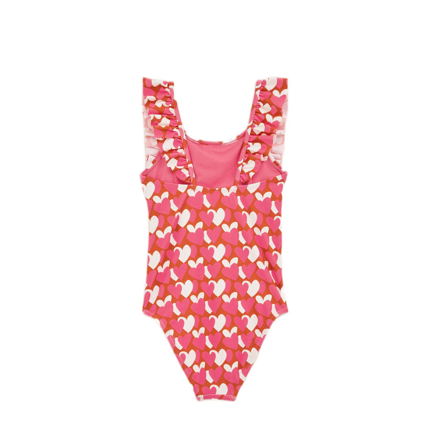 WE Fashion badpak met ruches roze ecru
