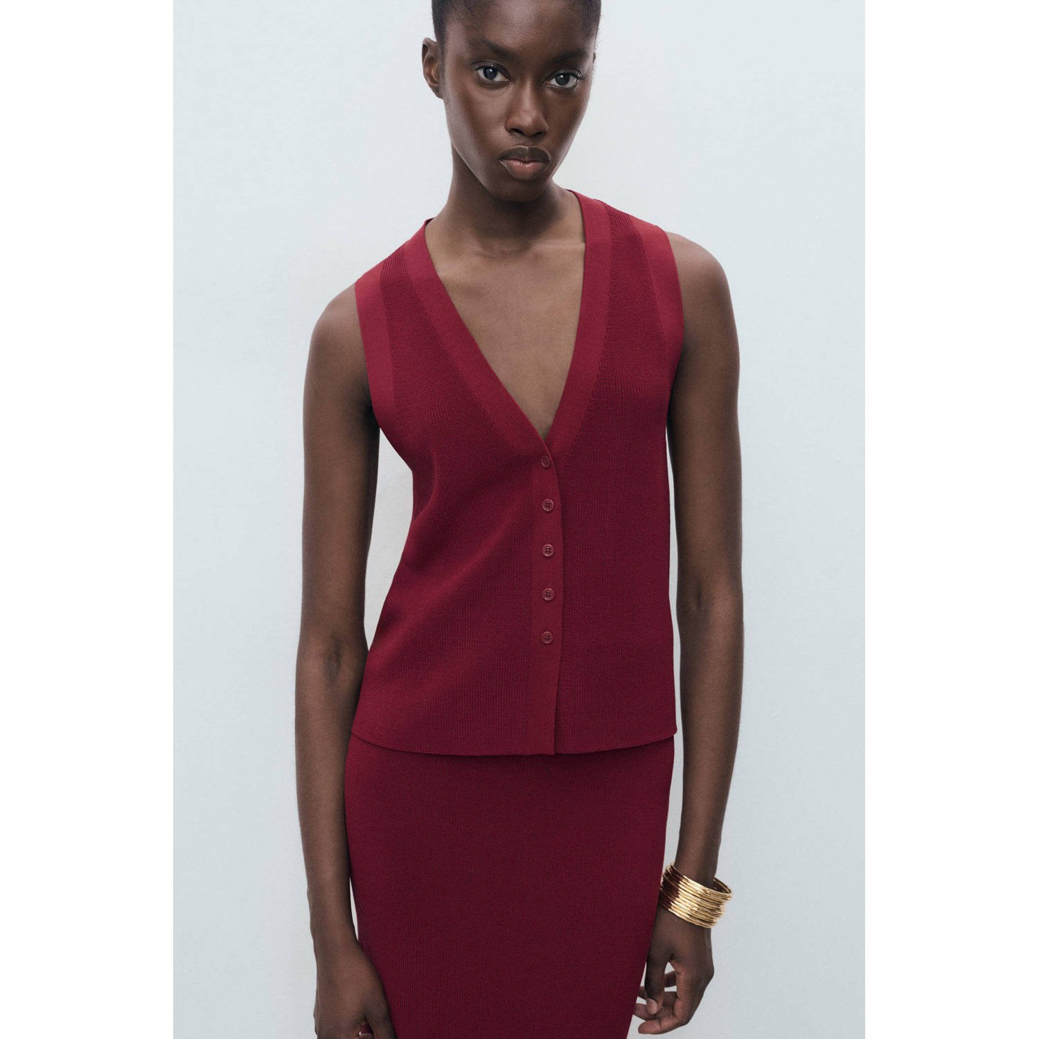 Mango gilet donkerrood