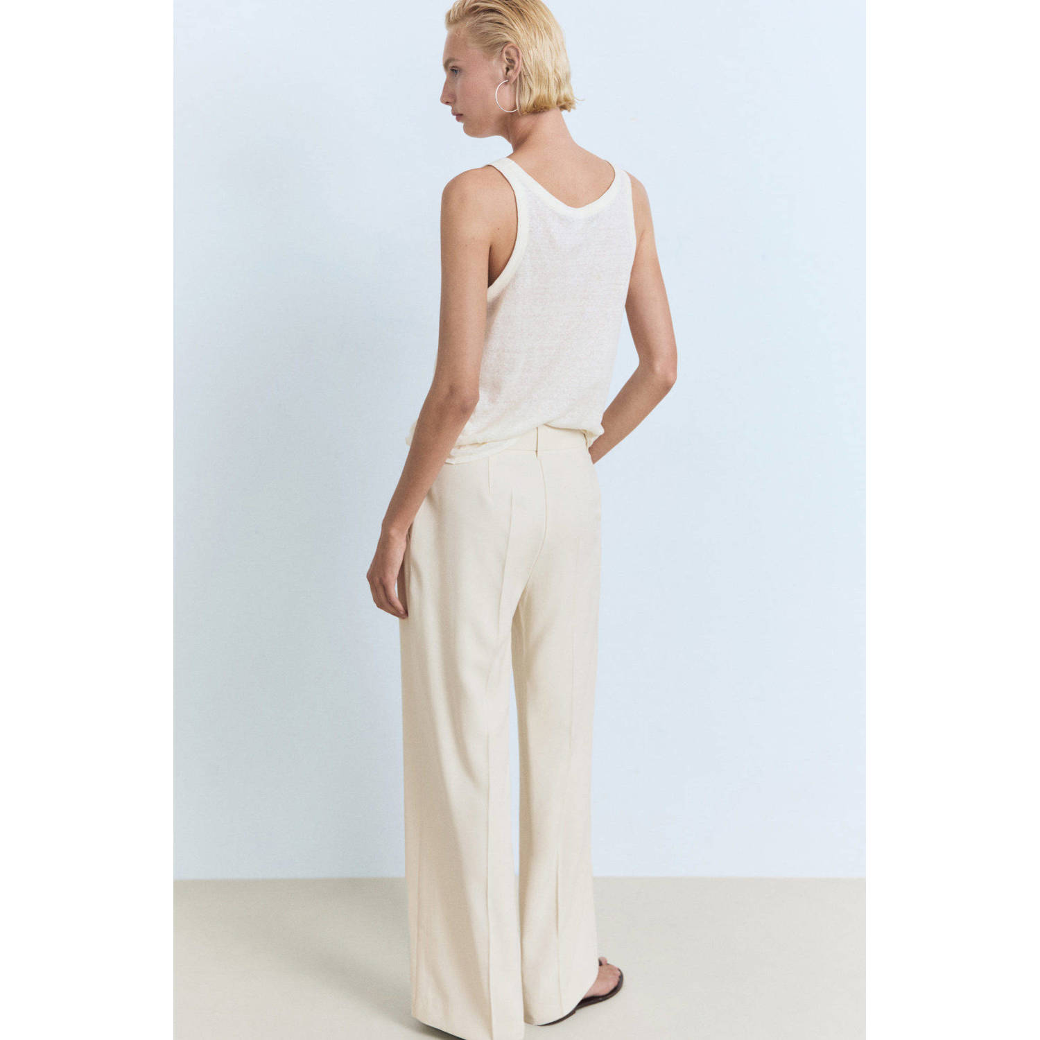 Mango straight regular waist pantalon beige