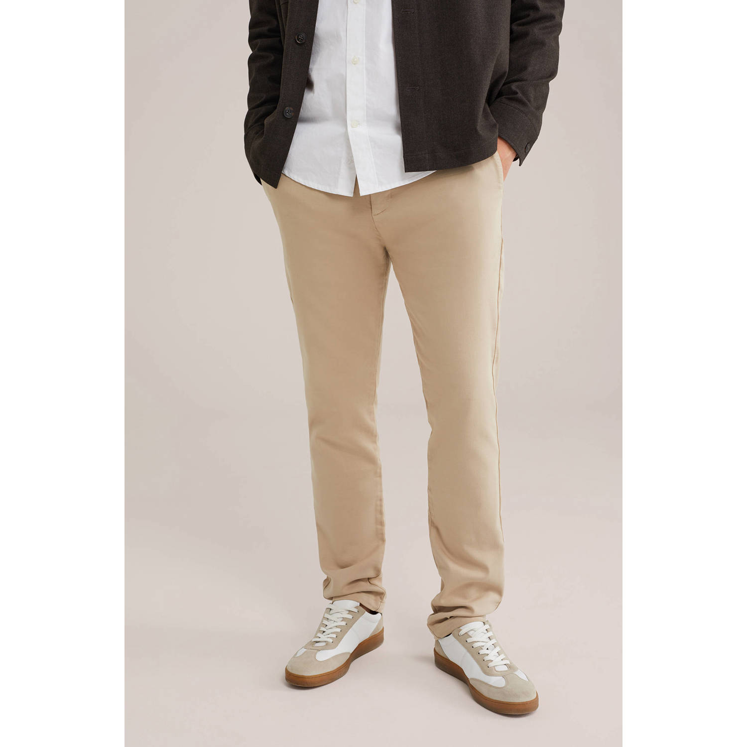 WE Fashion slim chino taupe