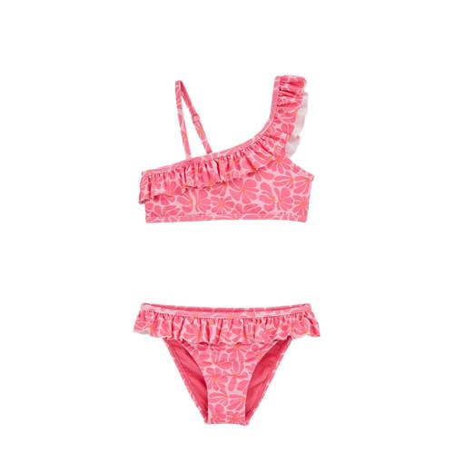 WE Fashion one shoulder bikini met ruches roze afbeelding