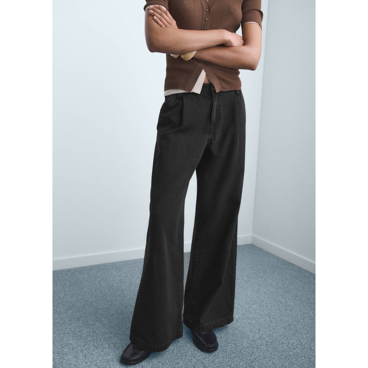 Mango wide leg jeans grey denim