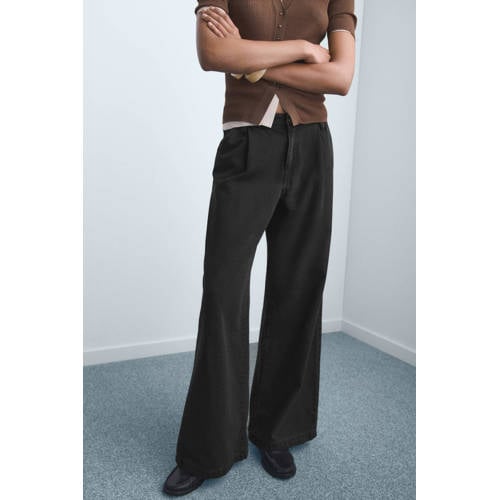 Mango wide leg jeans grey denim afbeelding