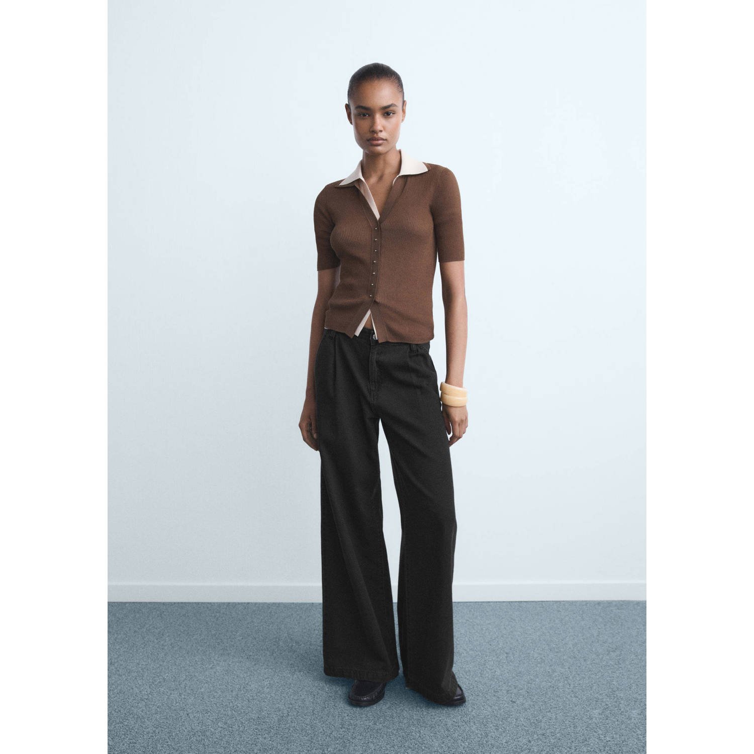 Mango wide leg jeans grey denim
