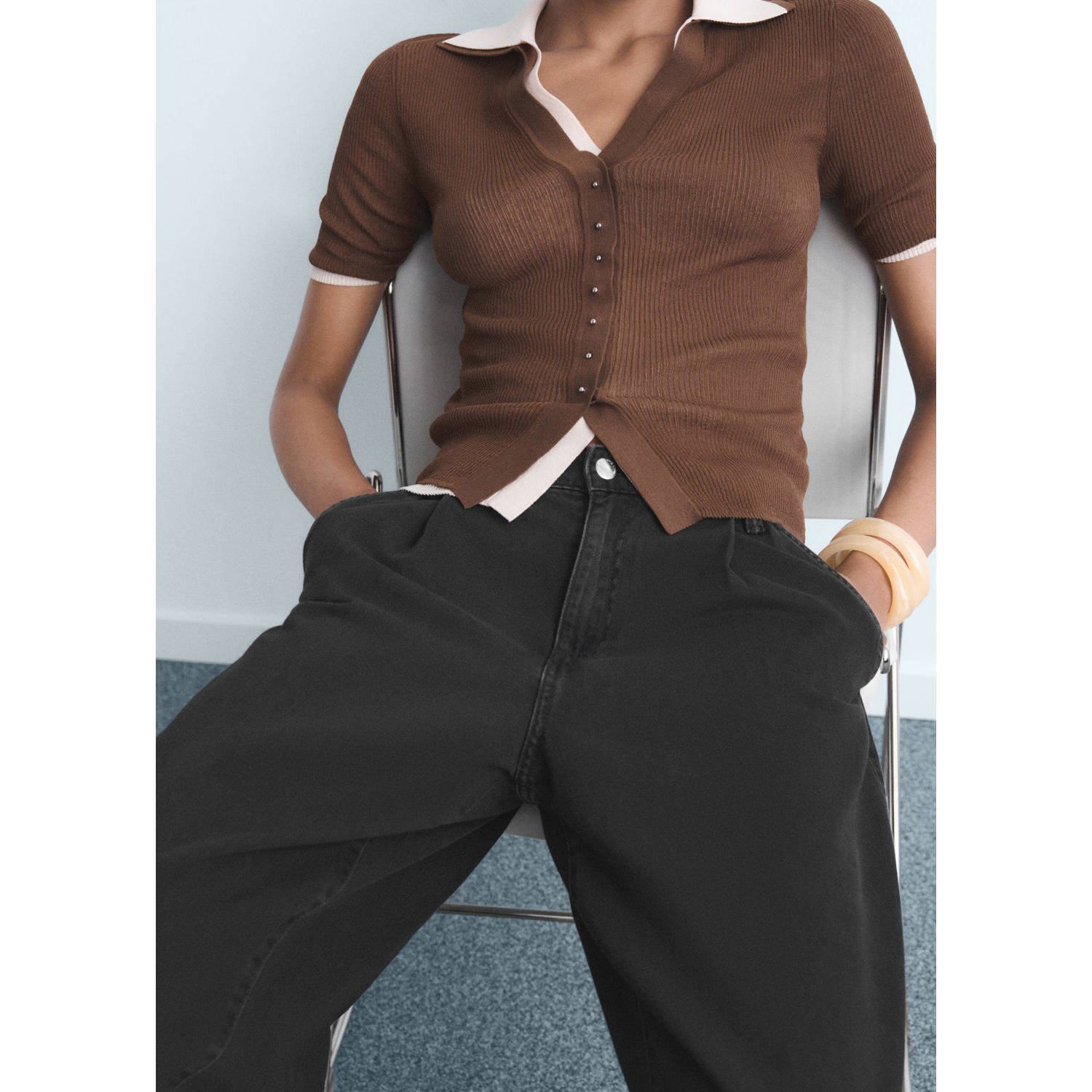 Mango wide leg jeans grey denim