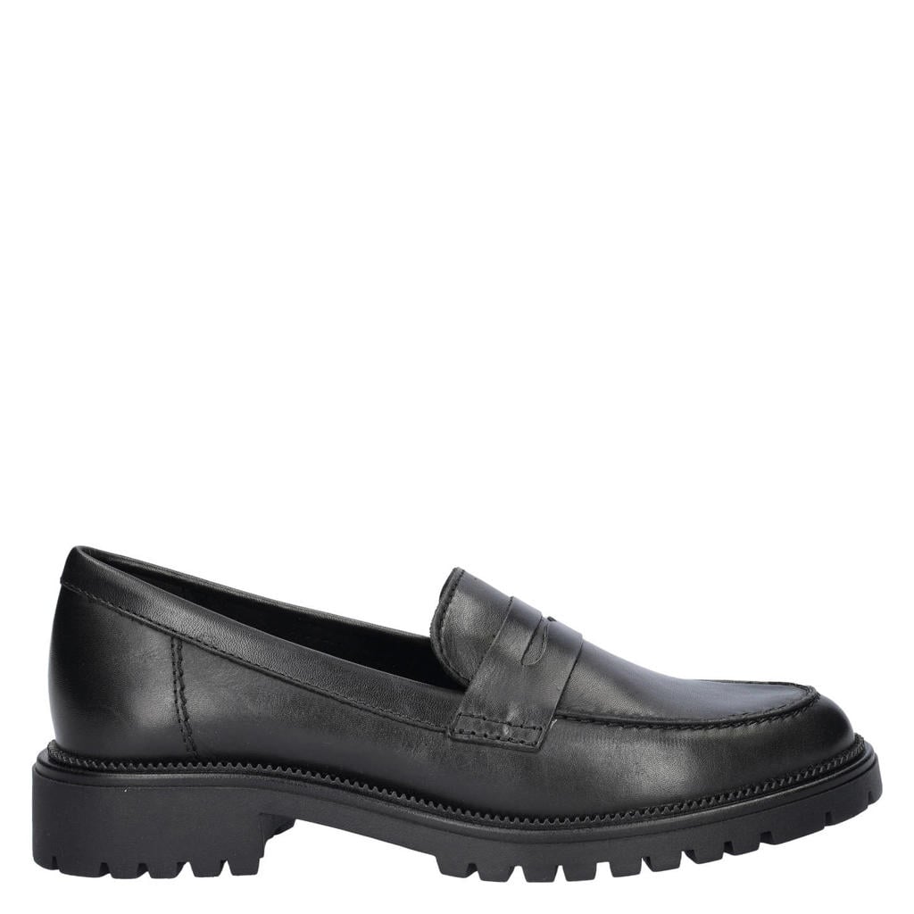 Zwarte dames Tamaris chunky leren loafers