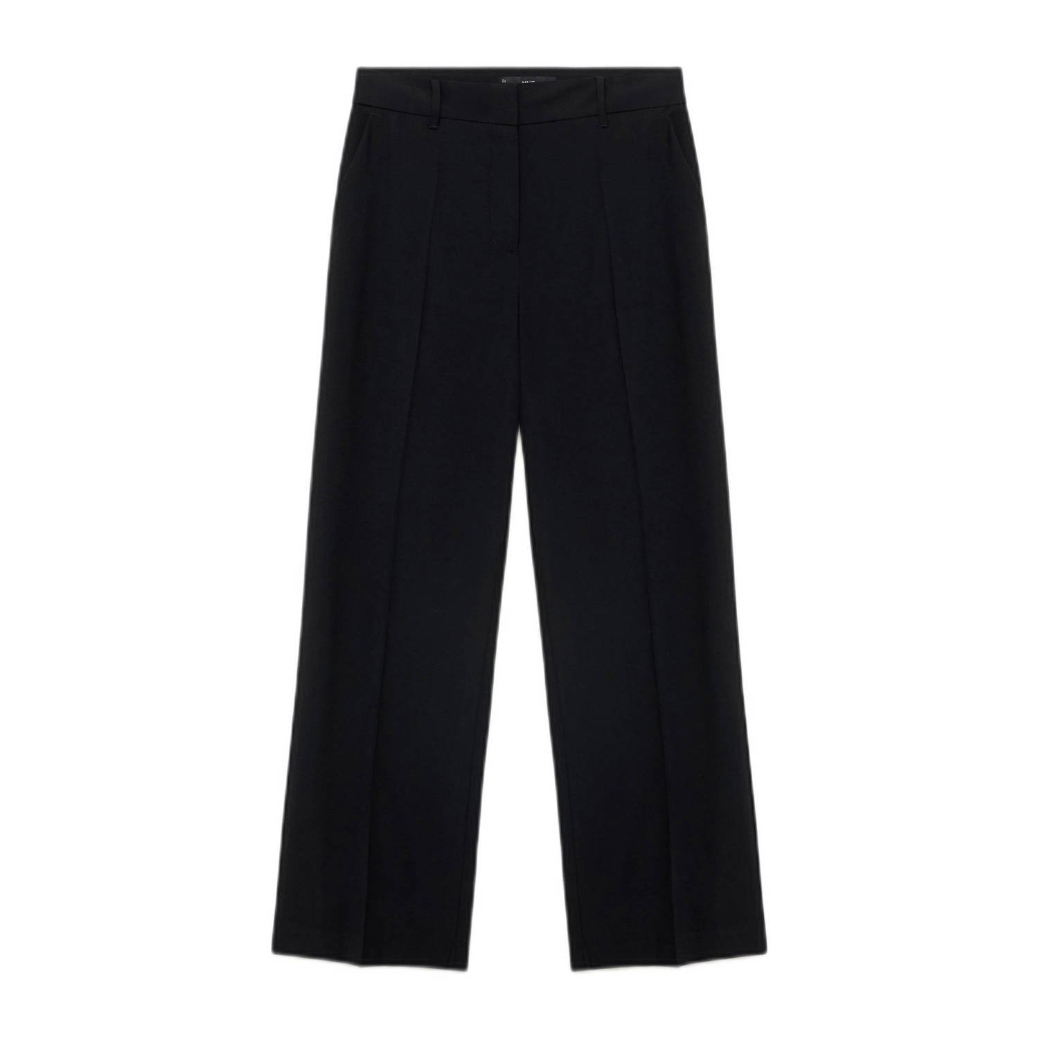 Mango straight regular waist pantalon zwart
