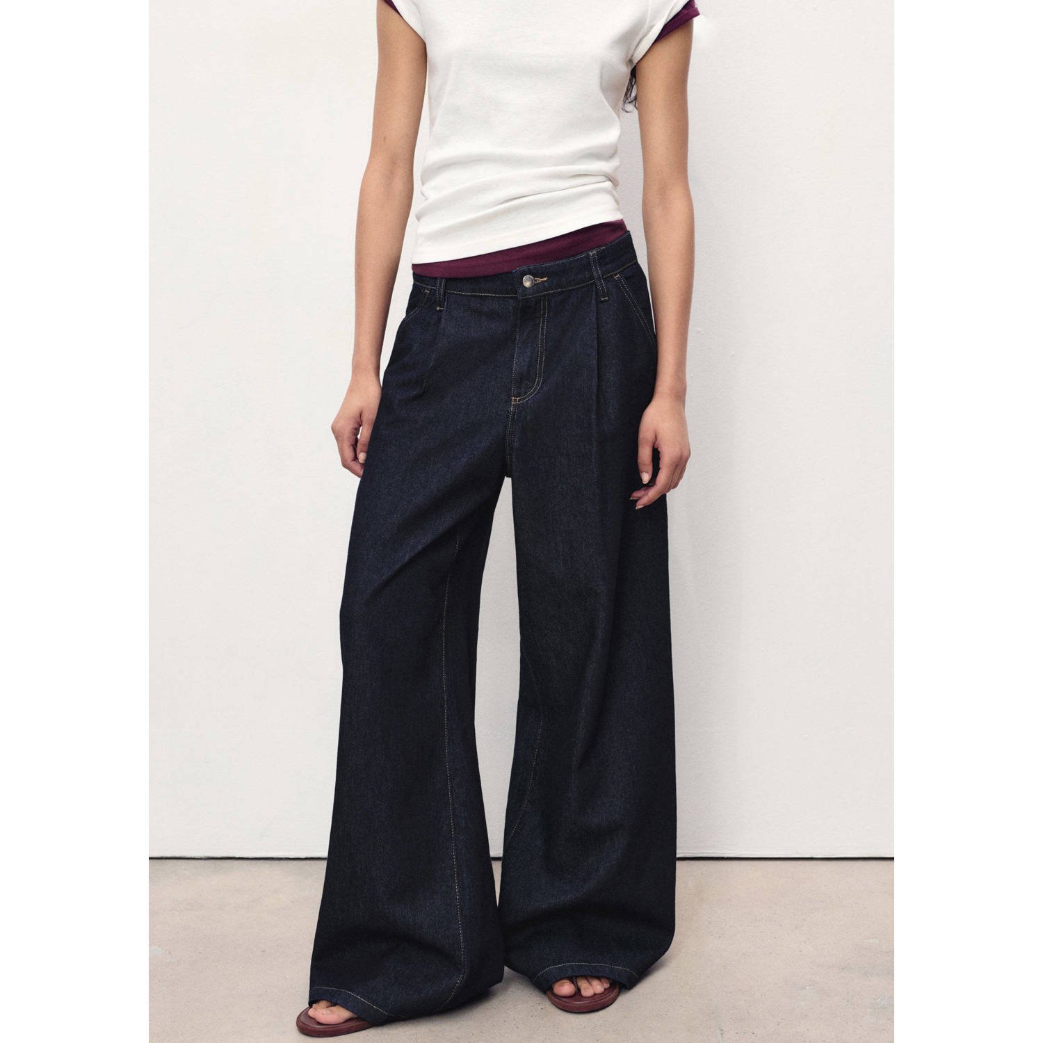 Mango wide leg jeans dark blue denim
