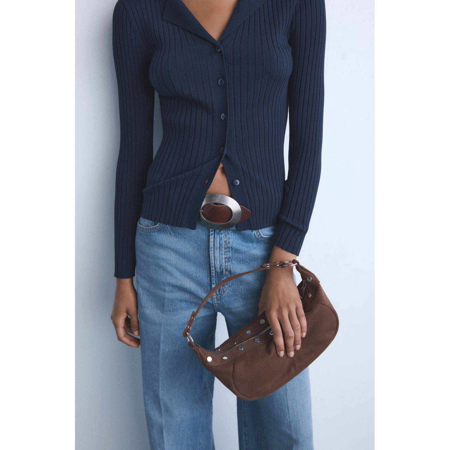 Mango high waist wide leg jeans light blue denim
