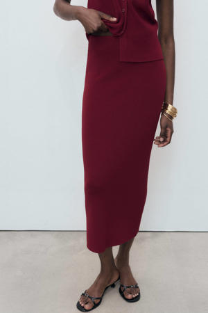 midi rok donkerrood